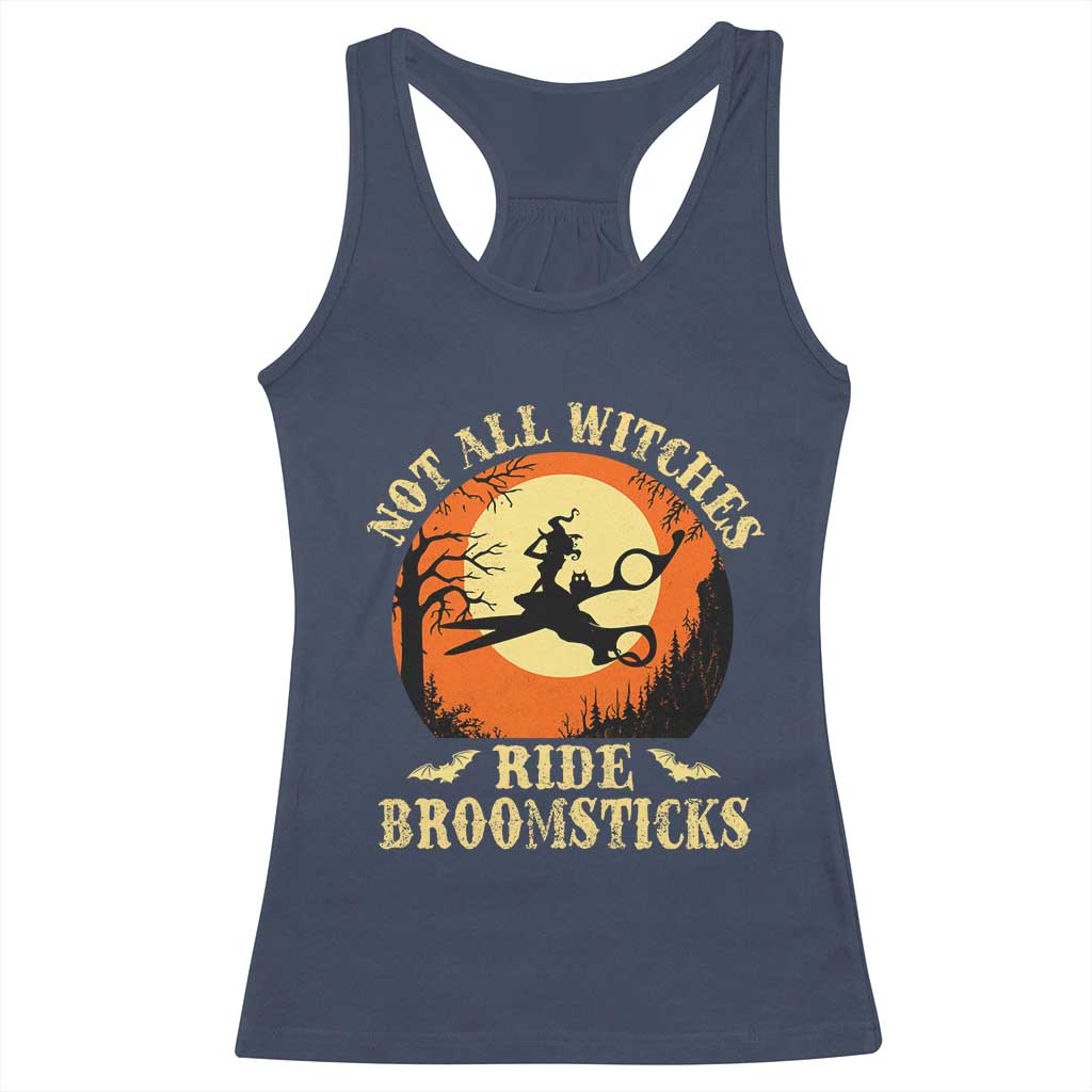 Funny Lesbian Witch Halloween Racerback Tank Top Not All Witches Ride Broomsticks TS11 Navy Print Your Wear