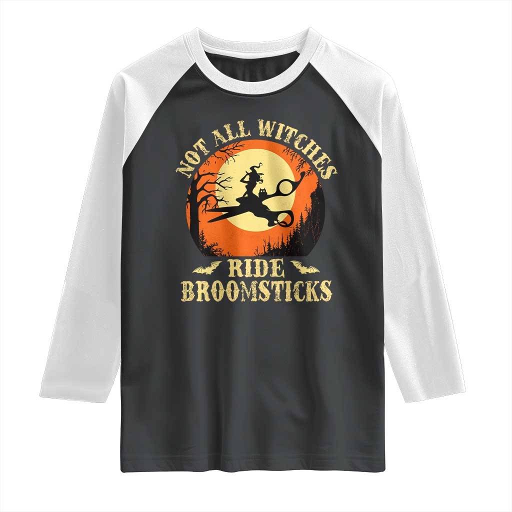 Funny Lesbian Witch Halloween Raglan Shirt Not All Witches Ride Broomsticks TS11 Black White Print Your Wear