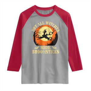 Funny Lesbian Witch Halloween Raglan Shirt Not All Witches Ride Broomsticks TS11 Sport Gray Red Print Your Wear