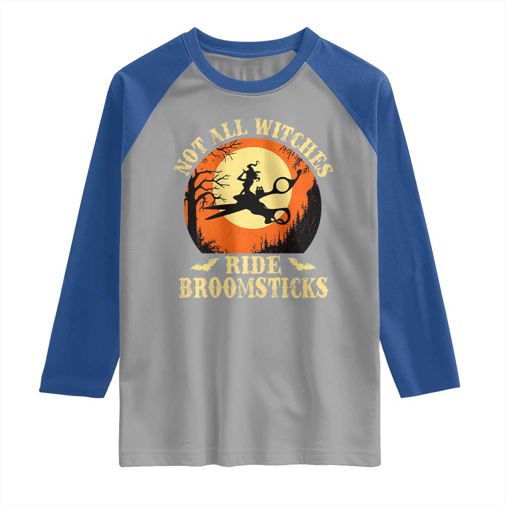 Funny Lesbian Witch Halloween Raglan Shirt Not All Witches Ride Broomsticks TS11 Sport Gray Royal Print Your Wear