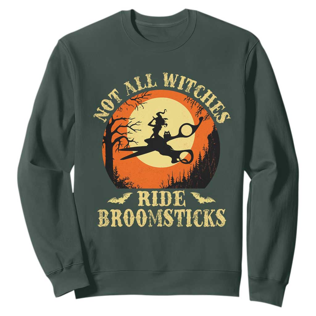 Funny Lesbian Witch Halloween Sweatshirt Not All Witches Ride Broomsticks TS11 Dark Forest Green Print Your Wear