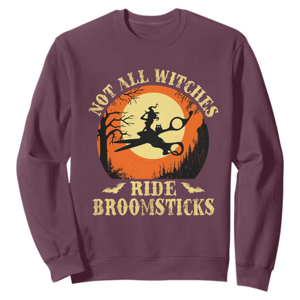 Funny Lesbian Witch Halloween Sweatshirt Not All Witches Ride Broomsticks TS11 Maroon Print Your Wear