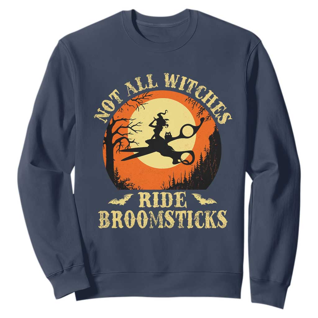 Funny Lesbian Witch Halloween Sweatshirt Not All Witches Ride Broomsticks TS11 Navy Print Your Wear