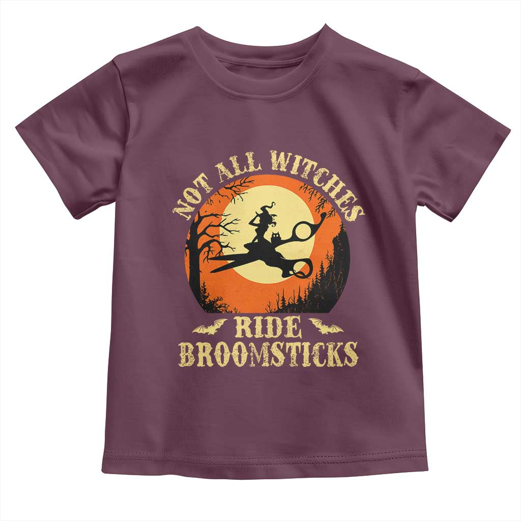 Funny Lesbian Witch Halloween Toddler T Shirt Not All Witches Ride Broomsticks TS11 Maroon Print Your Wear