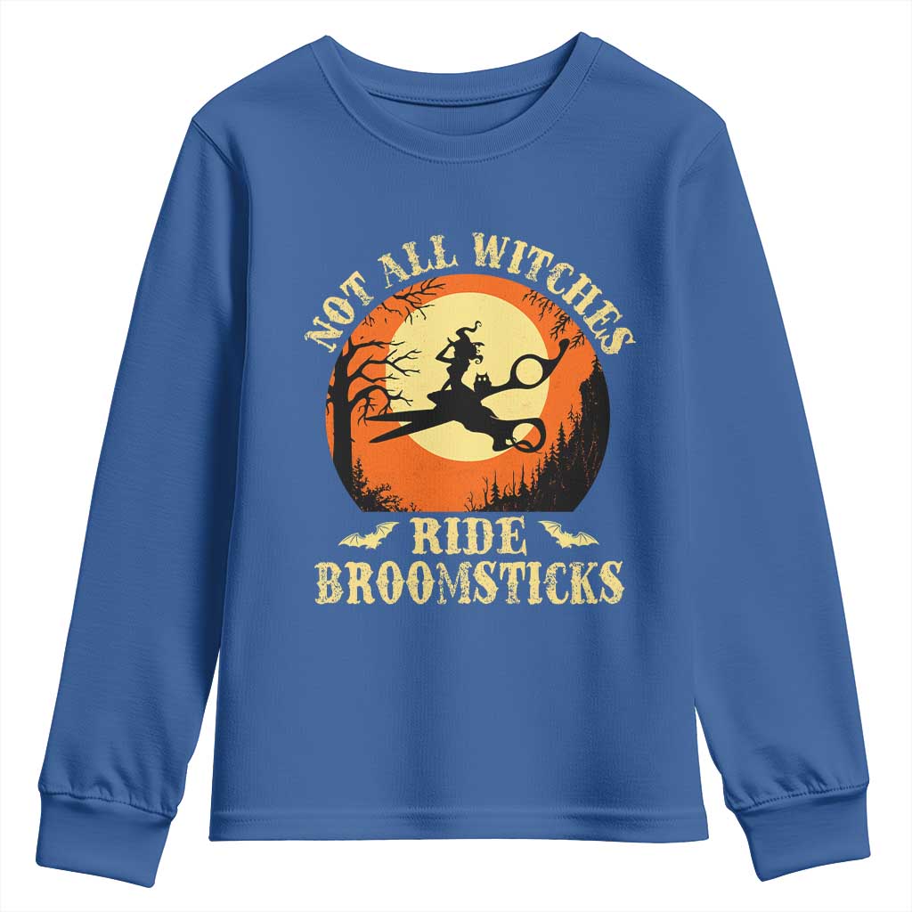 Funny Lesbian Witch Halloween Youth Sweatshirt Not All Witches Ride Broomsticks TS11 Royal Blue Print Your Wear