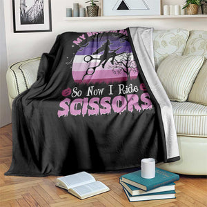 Funny Lesbian Witch Halloween Throw Blanket My Broom Broke So Now I Ride Scissors TS11 Print Your Wear