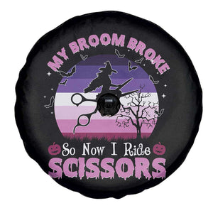 Funny Lesbian Witch Halloween Spare Tire Cover My Broom Broke So Now I Ride Scissors TS11 Print Your Wear