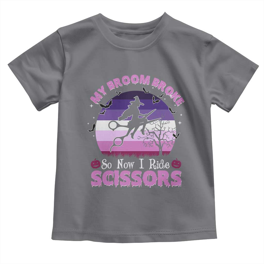 Funny Lesbian Witch Halloween Toddler T Shirt My Broom Broke So Now I Ride Scissors TS11 Charcoal Print Your Wear