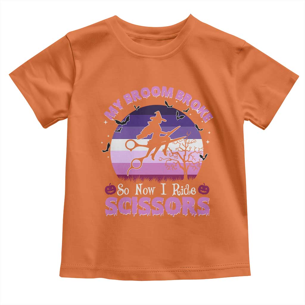 Funny Lesbian Witch Halloween Toddler T Shirt My Broom Broke So Now I Ride Scissors TS11 Orange Print Your Wear