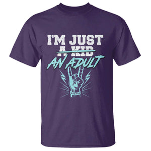 Funny Rock N Roll Lover T Shirt I Am Just A Kid Adulthood Saying TS11 Purple Print Your Wear