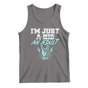 Funny Rock N Roll Lover Tank Top I Am Just A Kid Adulthood Saying TS11 Deep Heather Print Your Wear