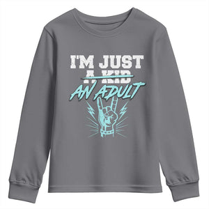 Funny Rock N Roll Lover Youth Sweatshirt I Am Just A Kid Adulthood Saying TS11 Charcoal Print Your Wear