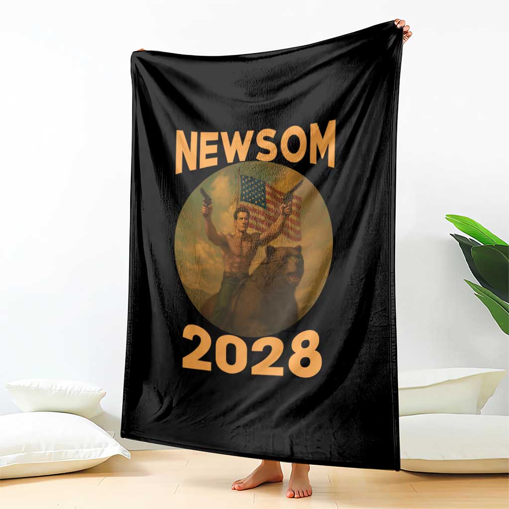 Gavin Newsom 2028 Throw Blanket Patriotic Leader President 48 Riding Bear TS11 Print Your Wear