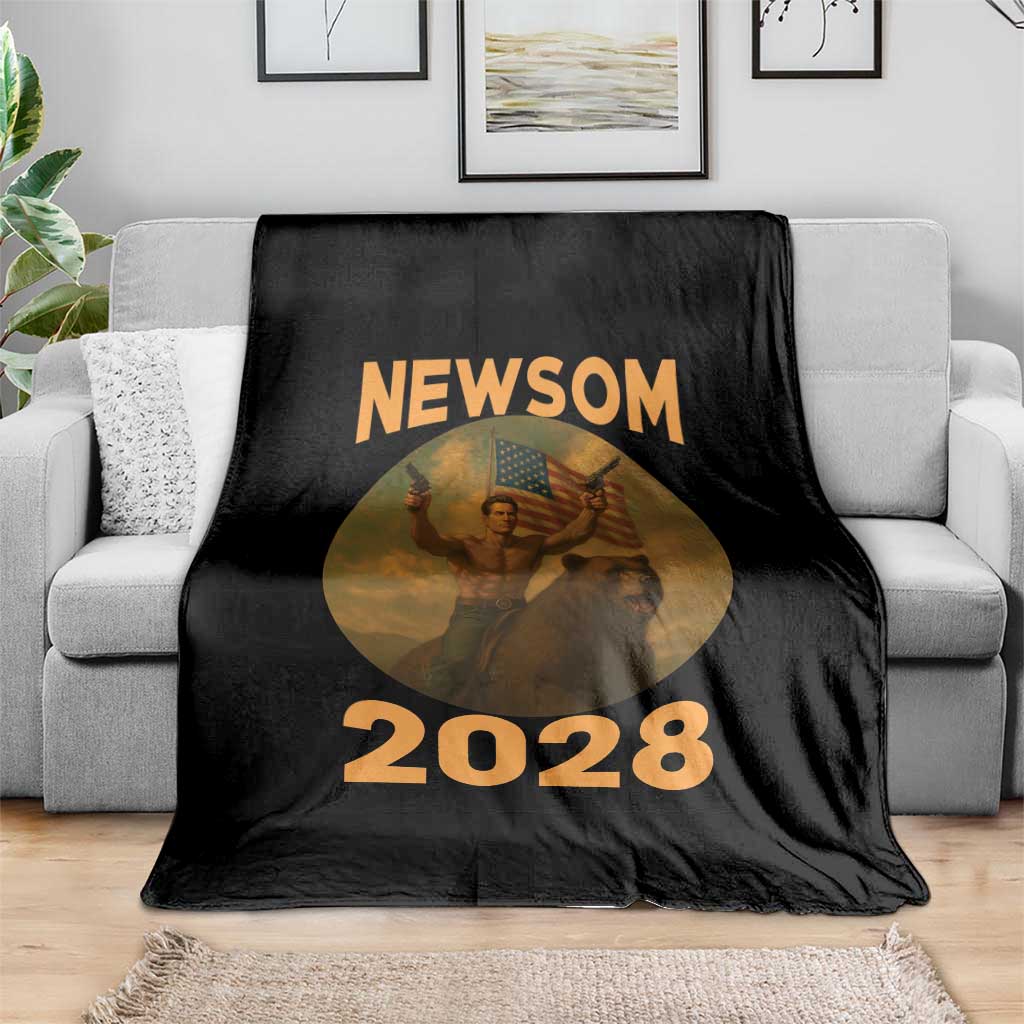 Gavin Newsom 2028 Throw Blanket Patriotic Leader President 48 Riding Bear TS11 Print Your Wear