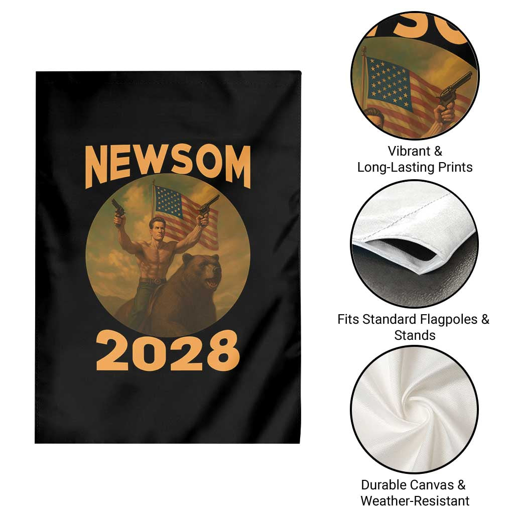 Gavin Newsom 2028 Garden Flag Patriotic Leader President 48 Riding Bear TS11 Print Your Wear