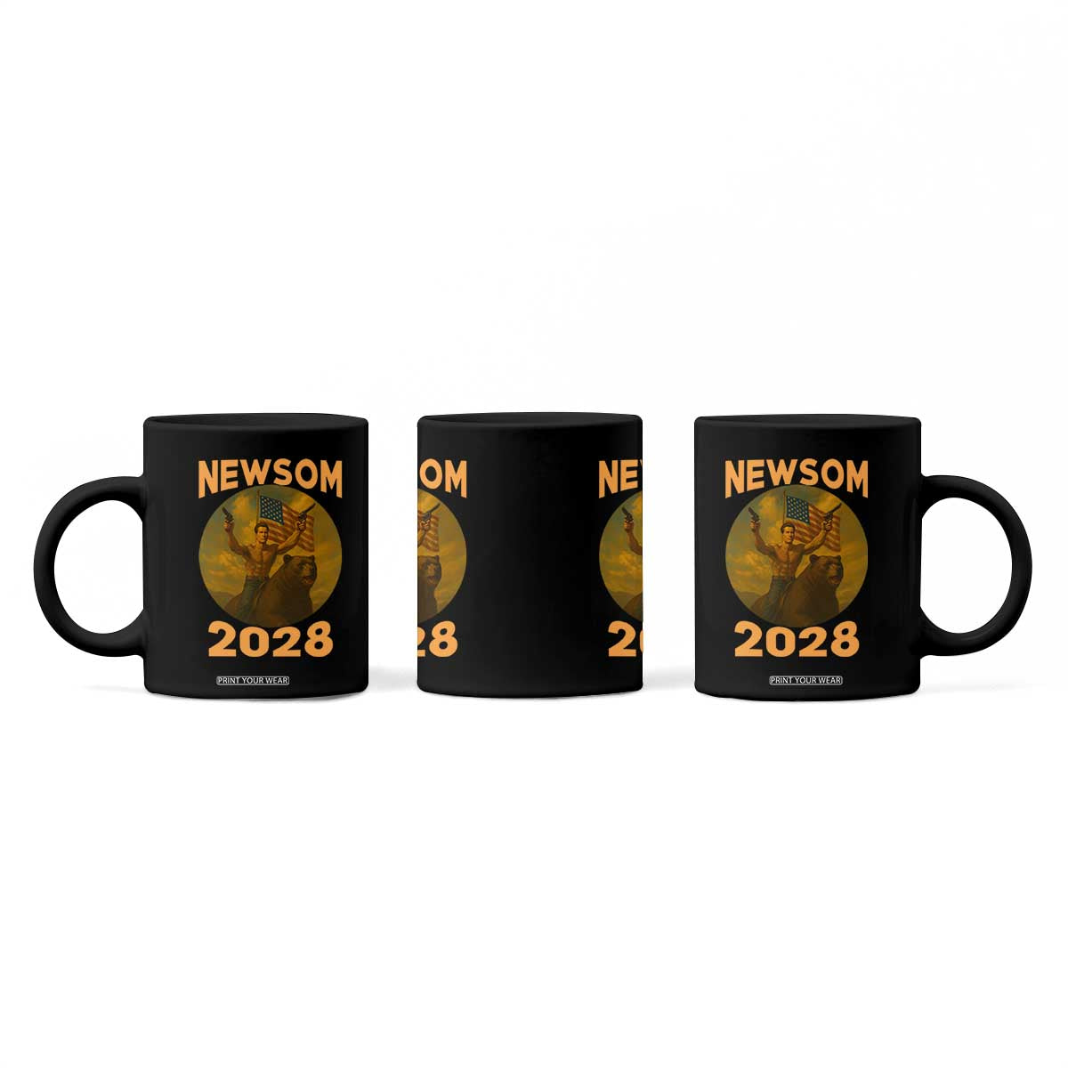 Gavin Newsom 2028 Coffee Mug Patriotic Leader President 48 Riding Bear TS11 Print Your Wear