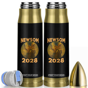 Gavin Newsom 2028 Bullet Tumbler Patriotic Leader President 48 Riding Bear TS11 Black Print Your Wear