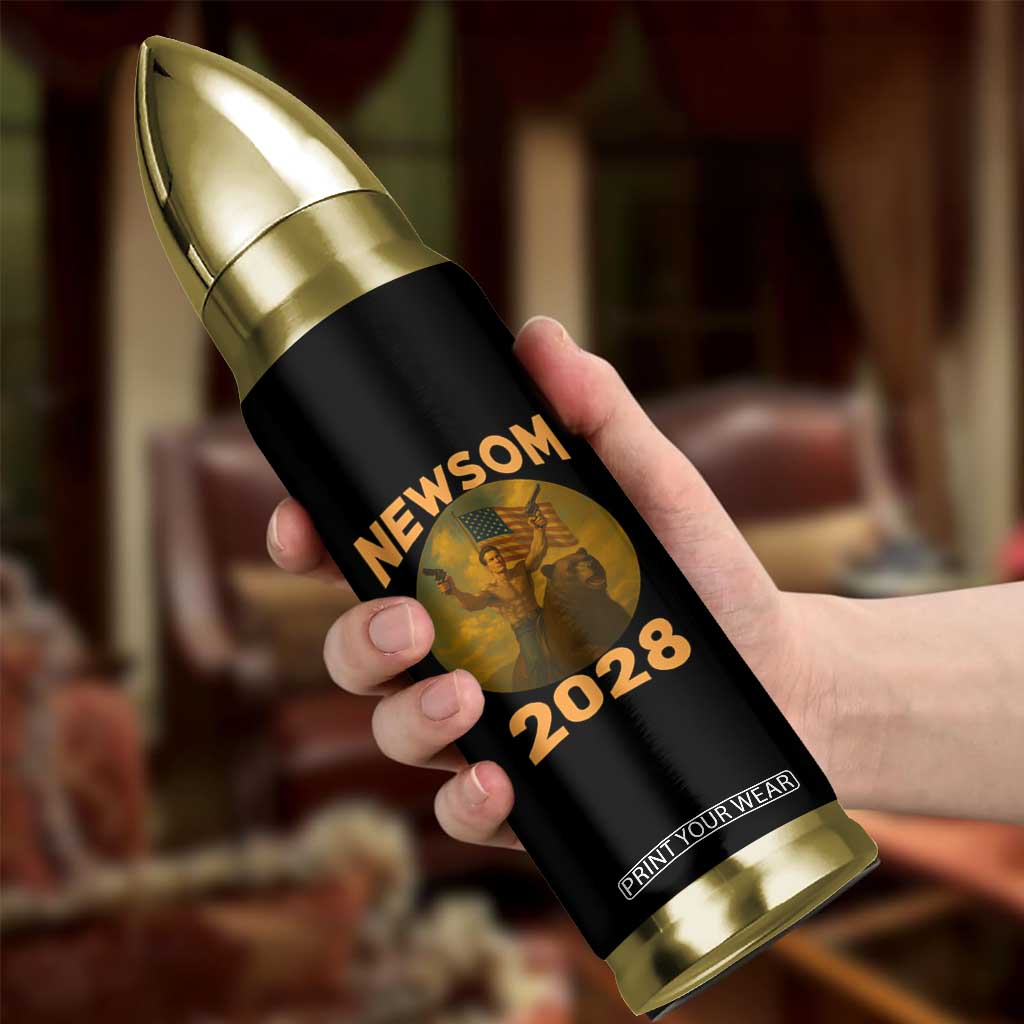 Gavin Newsom 2028 Bullet Tumbler Patriotic Leader President 48 Riding Bear TS11 Print Your Wear