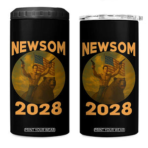 Gavin Newsom 2028 4 in 1 Can Cooler Tumbler Patriotic Leader President 48 Riding Bear TS11 One Size: 16 oz Black Print Your Wear