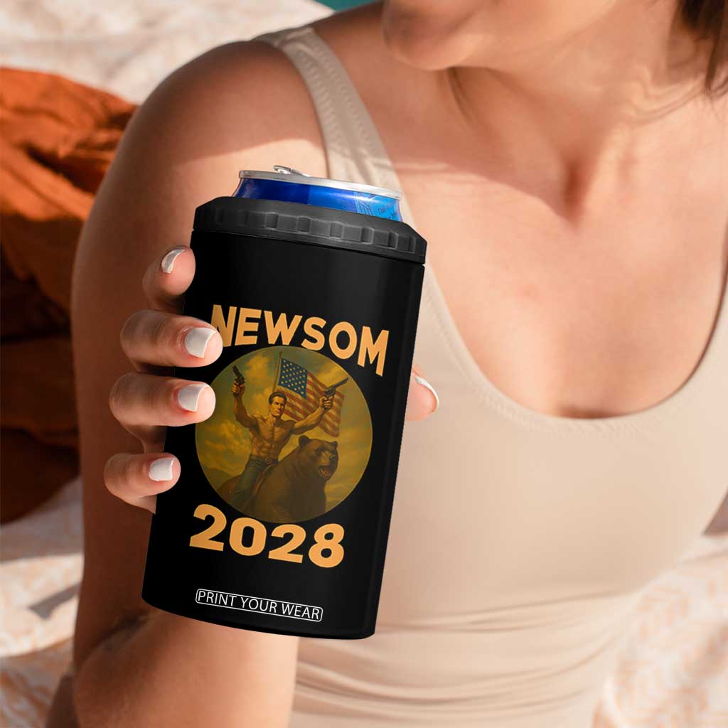 Gavin Newsom 2028 4 in 1 Can Cooler Tumbler Patriotic Leader President 48 Riding Bear TS11 Print Your Wear