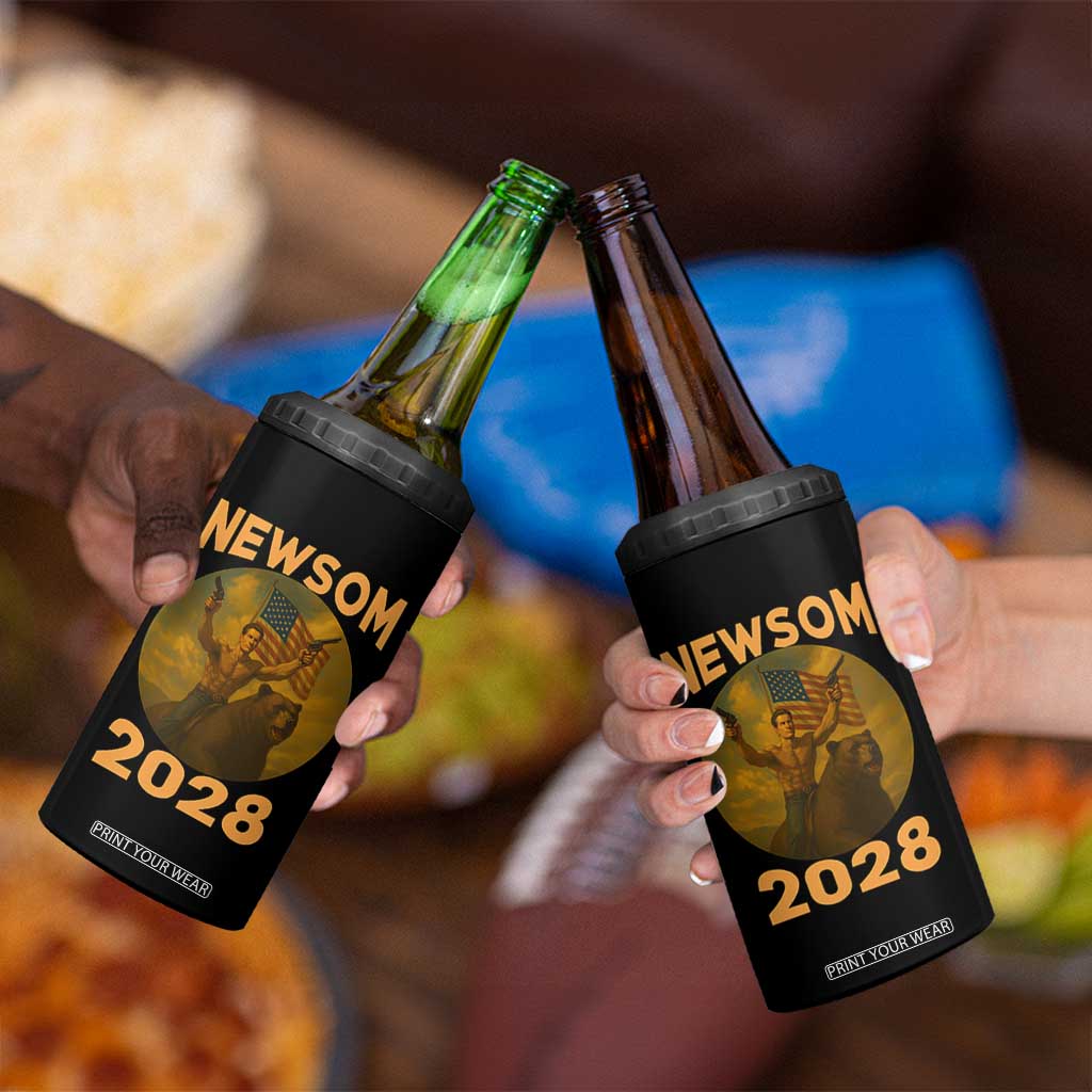Gavin Newsom 2028 4 in 1 Can Cooler Tumbler Patriotic Leader President 48 Riding Bear TS11 Print Your Wear
