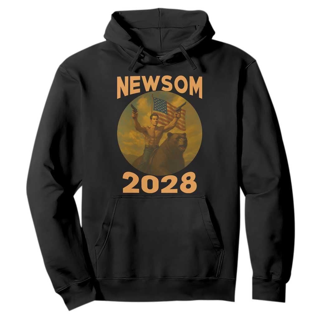 Gavin Newsom 2028 Hoodie Patriotic Leader President 48 Riding Bear TS11 Black Print Your Wear