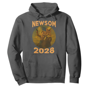 Gavin Newsom 2028 Hoodie Patriotic Leader President 48 Riding Bear TS11 Dark Heather Print Your Wear