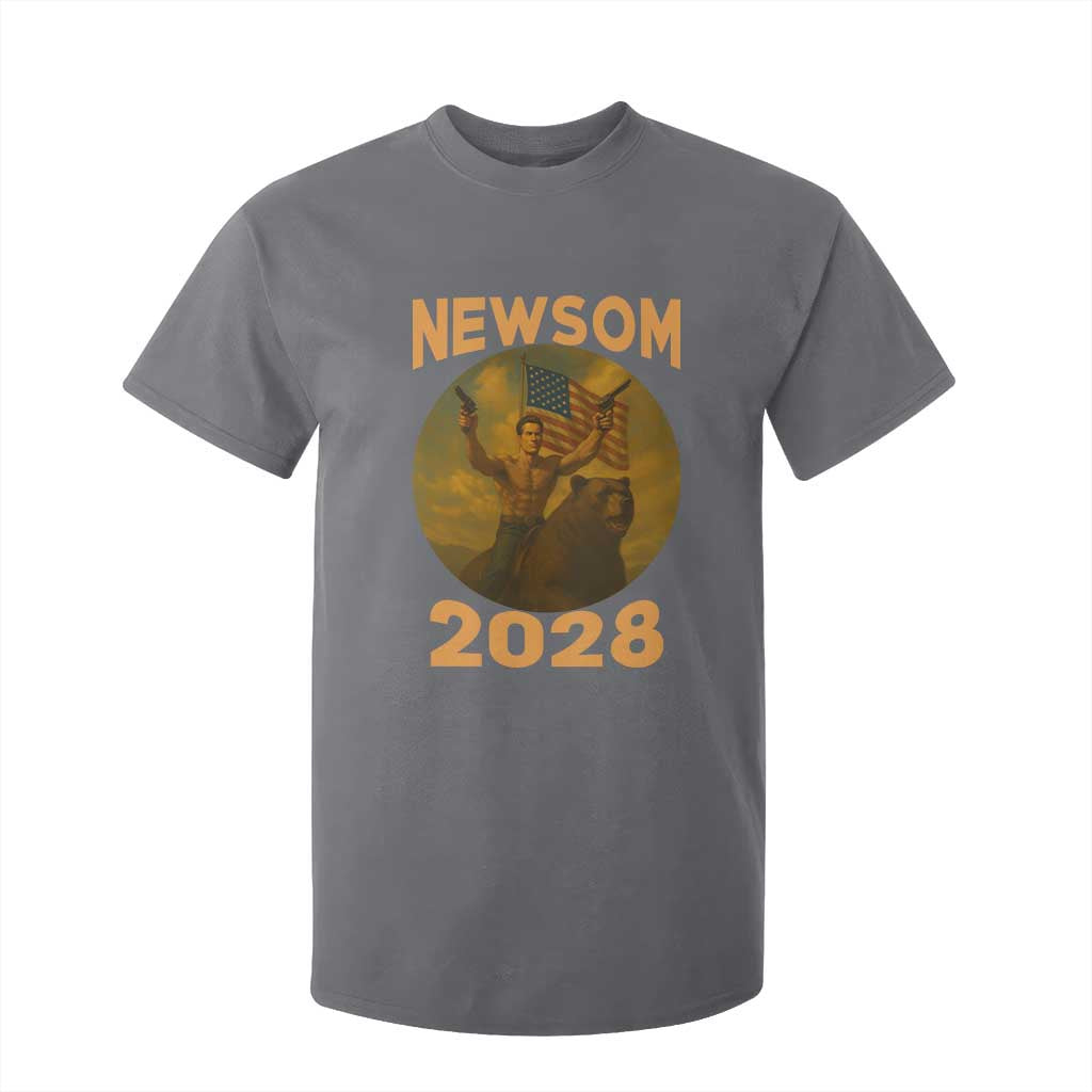 Gavin Newsom 2028 T Shirt For Kid Patriotic Leader President 48 Riding Bear TS11 Charcoal Print Your Wear