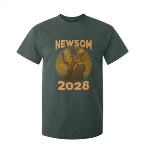 Gavin Newsom 2028 T Shirt For Kid Patriotic Leader President 48 Riding Bear TS11 Dark Forest Green Print Your Wear