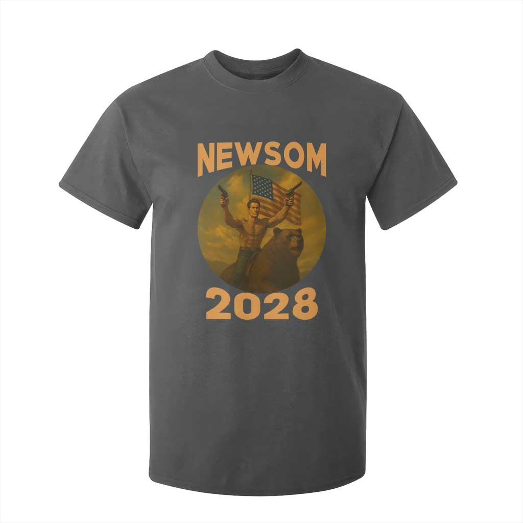 Gavin Newsom 2028 T Shirt For Kid Patriotic Leader President 48 Riding Bear TS11 Dark Heather Print Your Wear