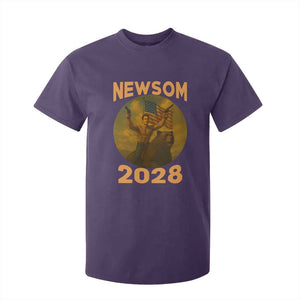 Gavin Newsom 2028 T Shirt For Kid Patriotic Leader President 48 Riding Bear TS11 Purple Print Your Wear