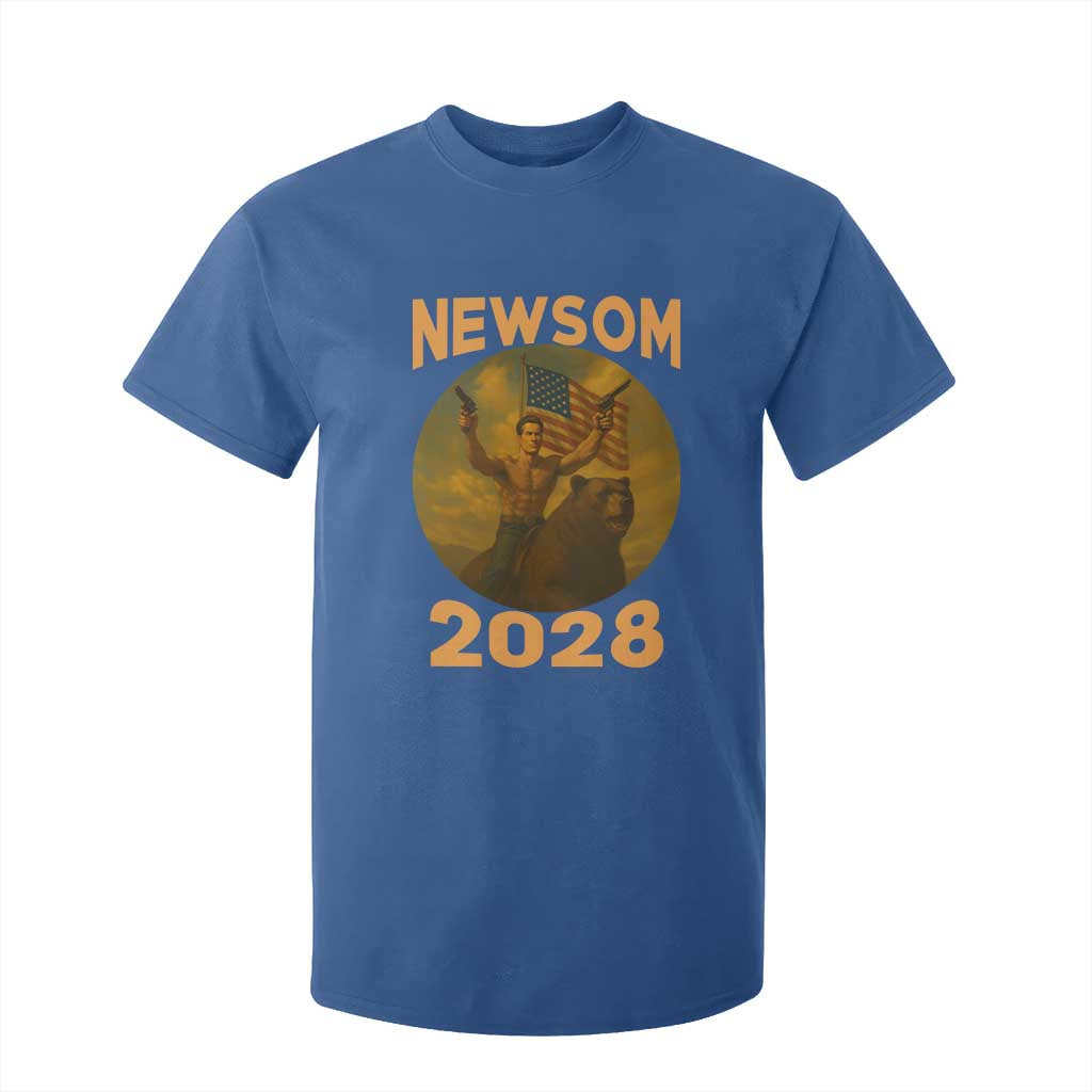 Gavin Newsom 2028 T Shirt For Kid Patriotic Leader President 48 Riding Bear TS11 Royal Blue Print Your Wear