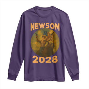 Gavin Newsom 2028 Long Sleeve Shirt Patriotic Leader President 48 Riding Bear TS11 Purple Print Your Wear