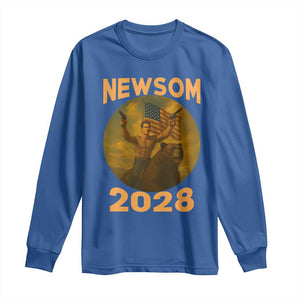 Gavin Newsom 2028 Long Sleeve Shirt Patriotic Leader President 48 Riding Bear TS11 Royal Blue Print Your Wear