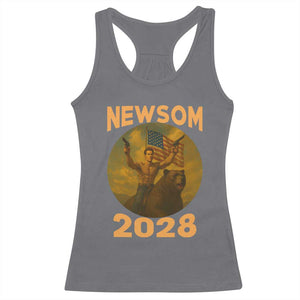 Gavin Newsom 2028 Racerback Tank Top Patriotic Leader President 48 Riding Bear TS11 Charcoal Print Your Wear