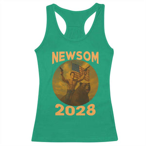 Gavin Newsom 2028 Racerback Tank Top Patriotic Leader President 48 Riding Bear TS11 Irish Green Print Your Wear