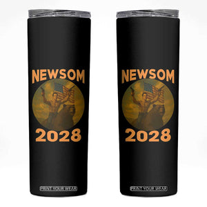 Gavin Newsom 2028 Skinny Tumbler Patriotic Leader President 48 Riding Bear TS11 Black Print Your Wear
