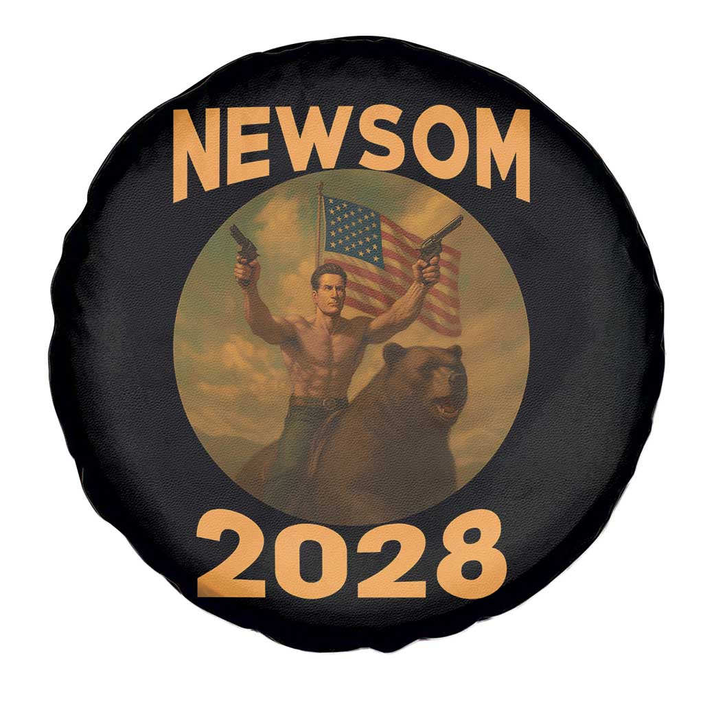 Gavin Newsom 2028 Spare Tire Cover Patriotic Leader President 48 Riding Bear TS11 Print Your Wear