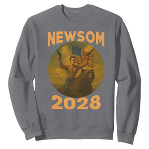 Gavin Newsom 2028 Sweatshirt Patriotic Leader President 48 Riding Bear TS11 Charcoal Print Your Wear
