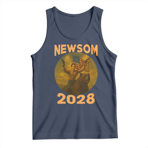 Gavin Newsom 2028 Tank Top Patriotic Leader President 48 Riding Bear TS11 Navy Print Your Wear