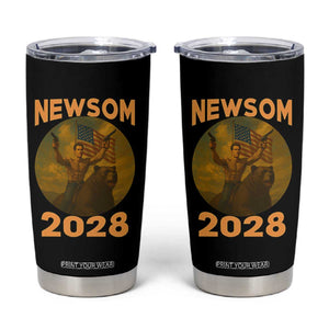 Gavin Newsom 2028 Tumbler Cup Patriotic Leader President 48 Riding Bear TS11 Black Print Your Wear