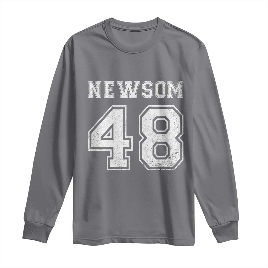 Newsom 48 Long Sleeve Shirt Gavin Newsom 2028 Presidential Election Campaign TS11 Charcoal Print Your Wear