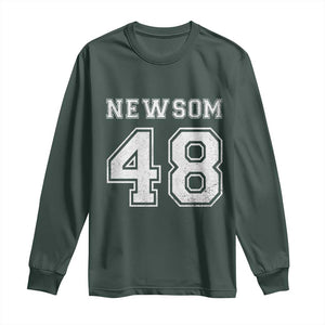 Newsom 48 Long Sleeve Shirt Gavin Newsom 2028 Presidential Election Campaign TS11 Dark Forest Green Print Your Wear