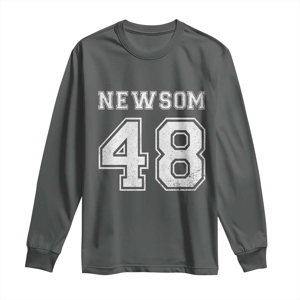 Newsom 48 Long Sleeve Shirt Gavin Newsom 2028 Presidential Election Campaign TS11 Dark Heather Print Your Wear