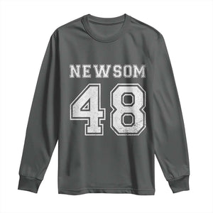 Newsom 48 Long Sleeve Shirt Gavin Newsom 2028 Presidential Election Campaign TS11 Dark Heather Print Your Wear