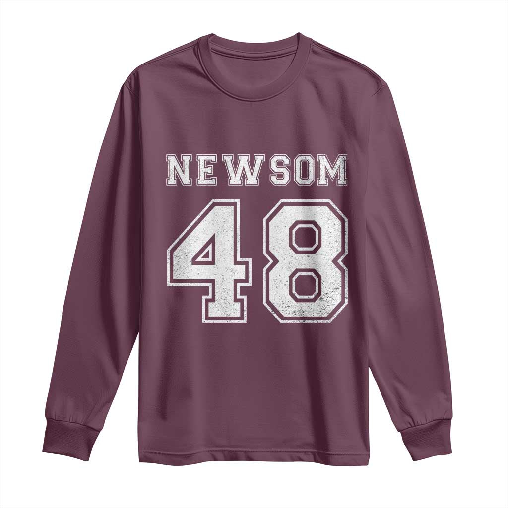 Newsom 48 Long Sleeve Shirt Gavin Newsom 2028 Presidential Election Campaign TS11 Maroon Print Your Wear