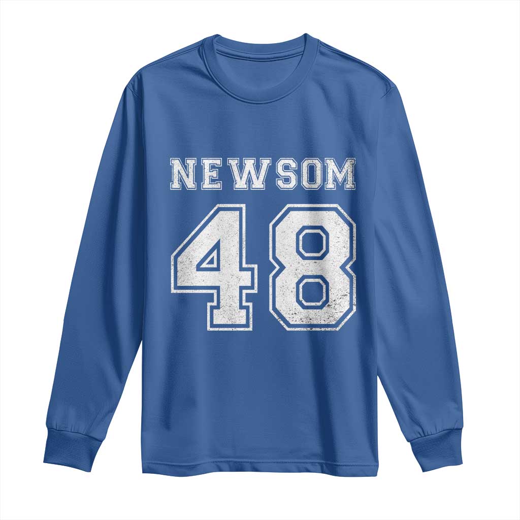 Newsom 48 Long Sleeve Shirt Gavin Newsom 2028 Presidential Election Campaign TS11 Royal Blue Print Your Wear