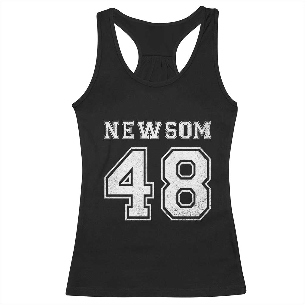 Newsom 48 Racerback Tank Top Gavin Newsom 2028 Presidential Election Campaign TS11 Black Print Your Wear