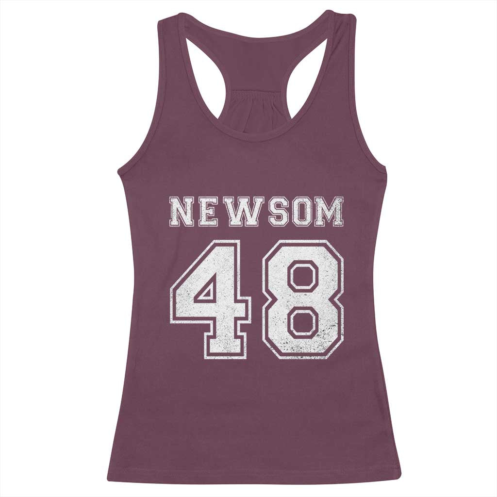 Newsom 48 Racerback Tank Top Gavin Newsom 2028 Presidential Election Campaign TS11 Maroon Print Your Wear