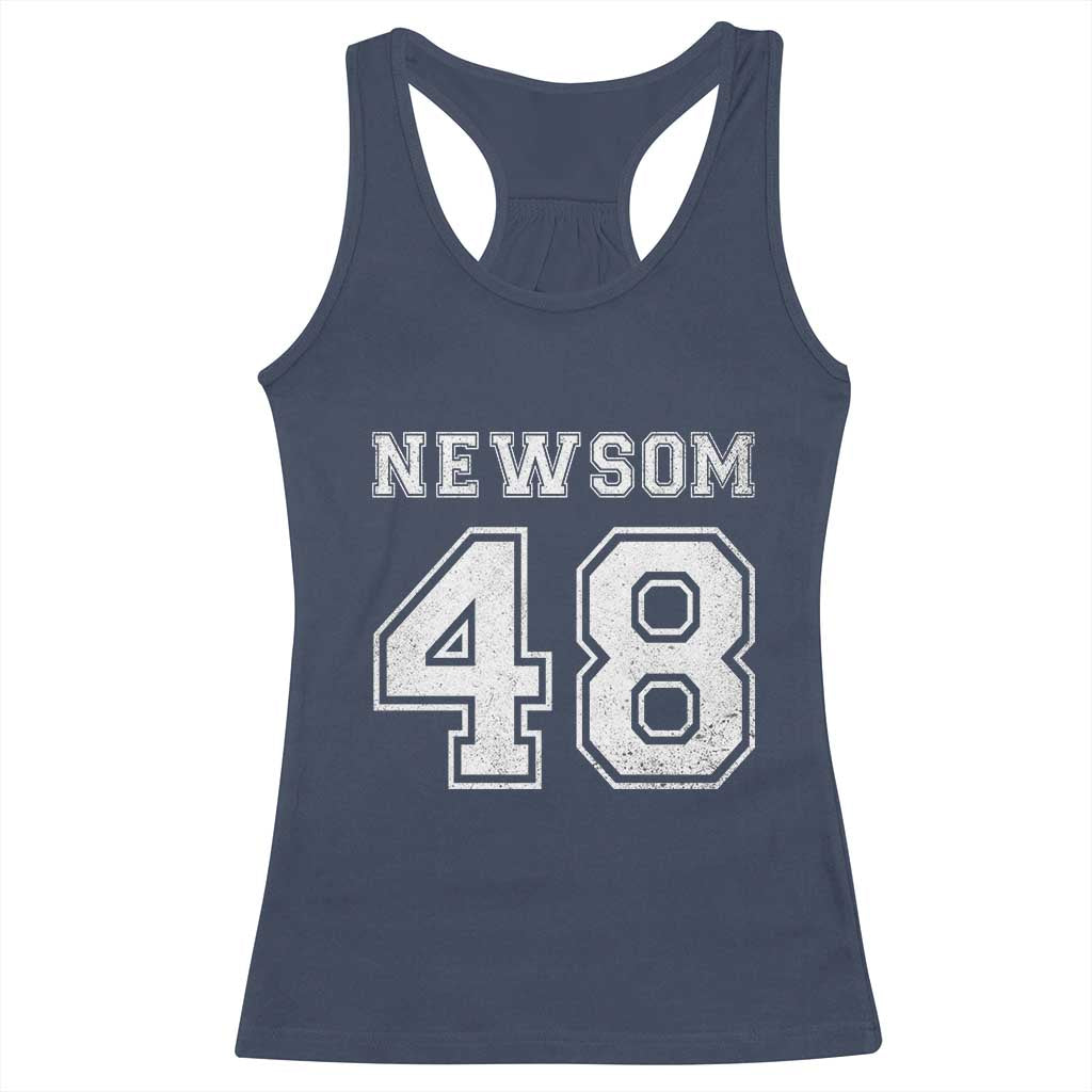 Newsom 48 Racerback Tank Top Gavin Newsom 2028 Presidential Election Campaign TS11 Navy Print Your Wear